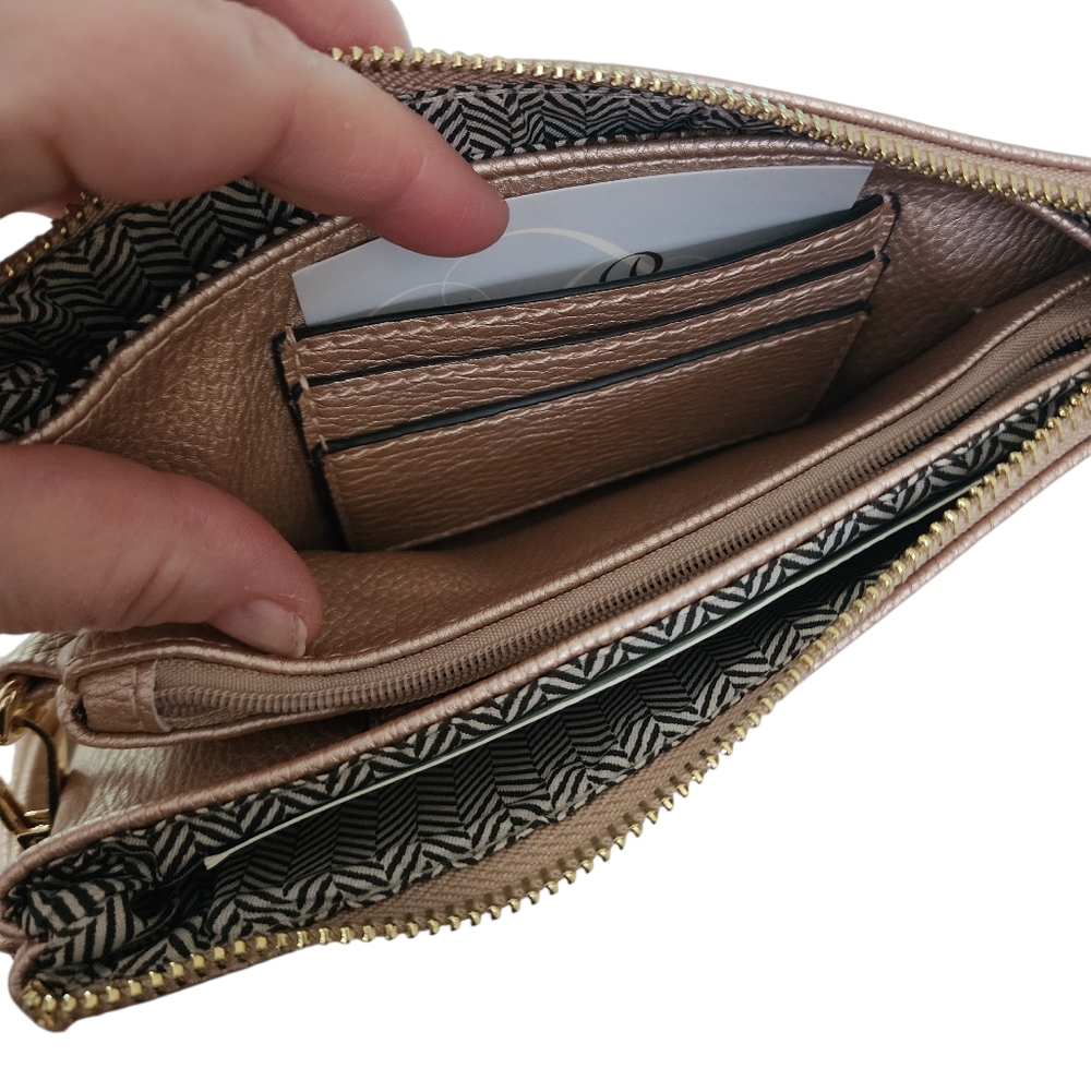 Shara Porter "The Convertible" - Rose Gold (White Print) Clutch Purse NWT - Picture 2 of 10